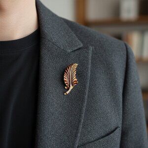 Vintage Gold and Bronze Crystal Leaf Brooch Pin